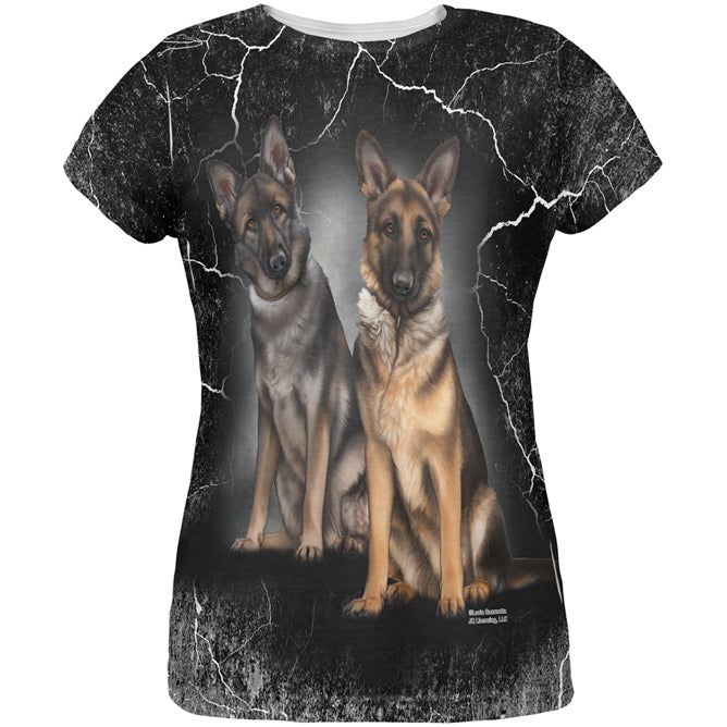 German Shepherds Live Forever All Over Womens T Shirt Women's T-Shirts Old Glory LG Multi 