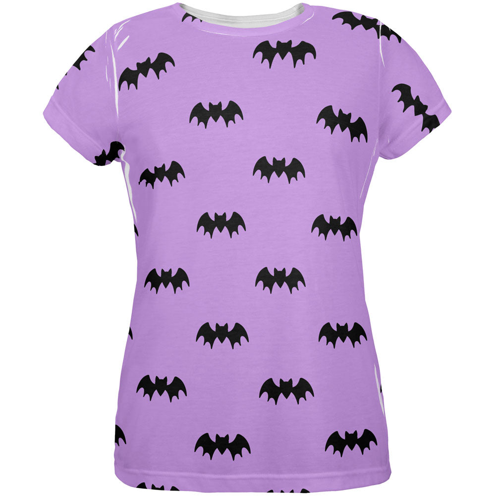 Halloween Bats Pattern All Over Womens T Shirt Women's T-Shirts global LG Multi 