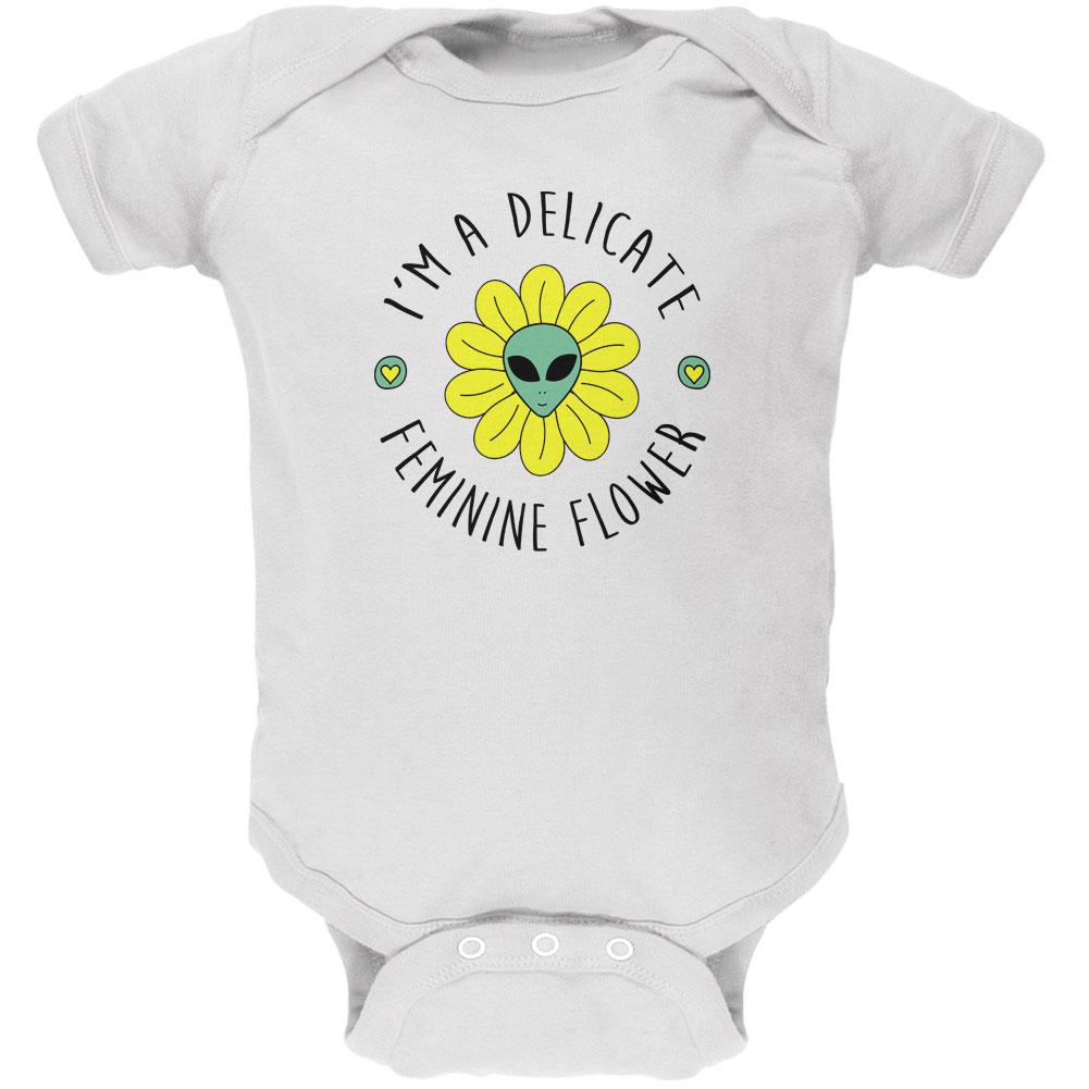 Halloween I'm a Delicate Feminine Flower Alien Soft Baby One Piece Baby One Piece Old Glory 12MO White 