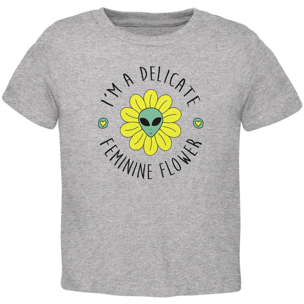 Halloween I'm a Delicate Feminine Flower Alien Toddler T Shirt Toddler T-Shirts Old Glory 2T Heather 