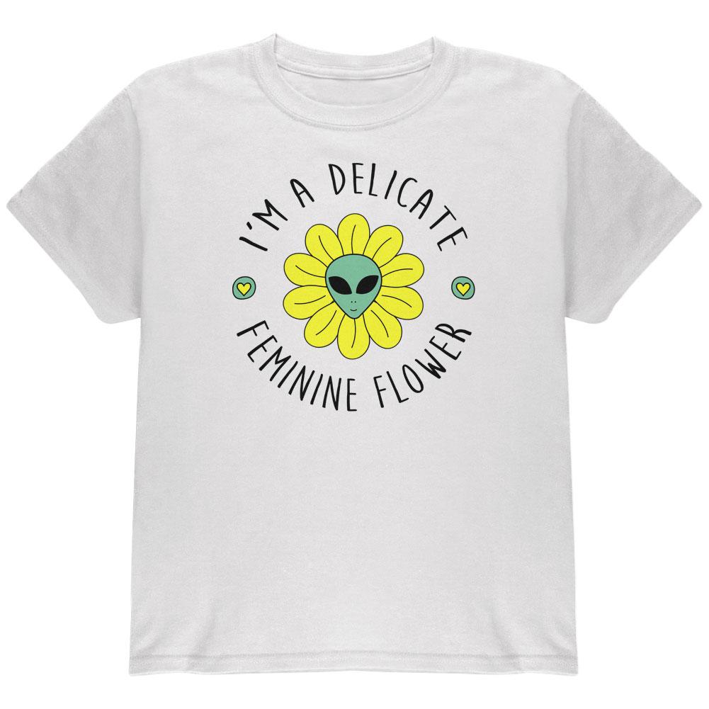 Halloween I'm a Delicate Feminine Flower Alien Youth T Shirt Youth T-Shirts Old Glory LG White 