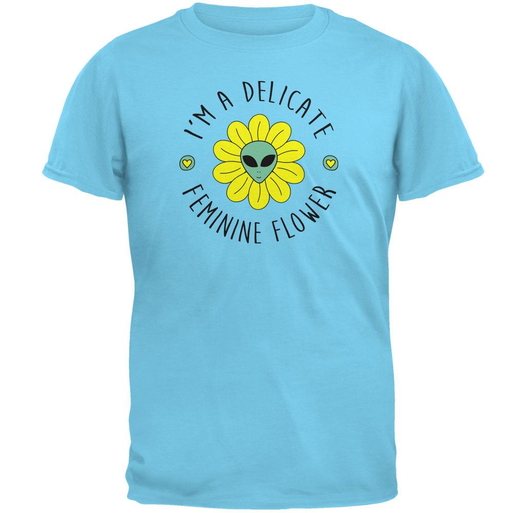 Halloween I'm a Delicate Feminine Flower Alien Mens T Shirt Men's T-Shirts Old Glory 2XL Sky 