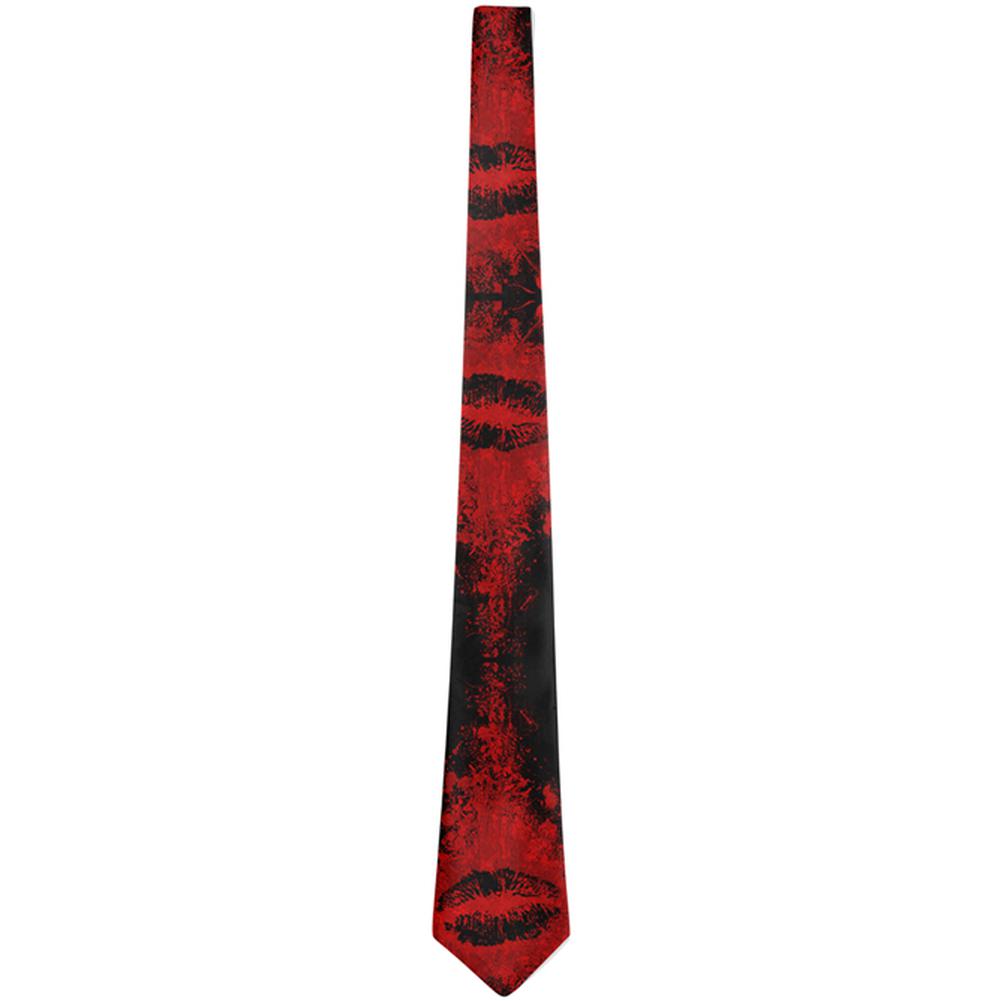 Halloween Bloody Kiss All Over Neck Tie Men's Neck Ties Old Glory OS Multi 