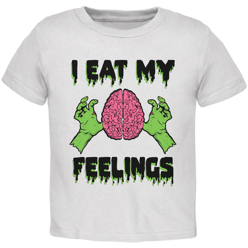 Halloween I Eat My Feelings Zombie Brain Toddler T Shirt Toddler T-Shirts Old Glory 2T White 