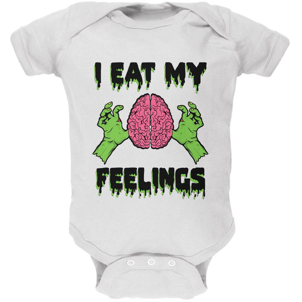 Halloween I Eat My Feelings Zombie Brain Soft Baby One Piece Baby One Piece Old Glory 12MO White 