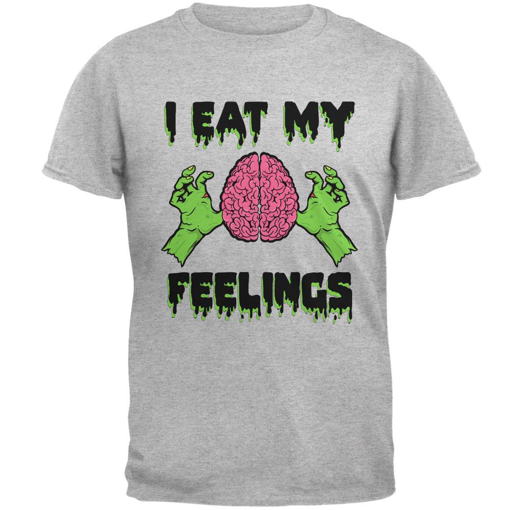 Halloween I Eat My Feelings Zombie Brain Mens T Shirt Men's T-Shirts Old Glory 2XL Heather 