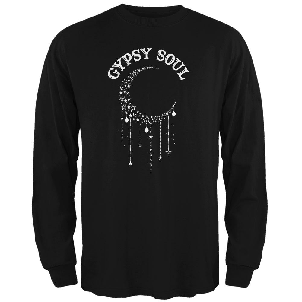 Halloween Gypsy Soul Crescent Moon Mens Long Sleeve T Shirt Men's Long Sleeves Old Glory 2XL Black 