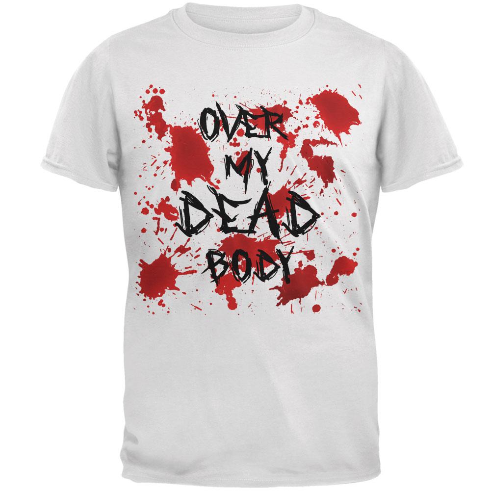 Halloween Over My Dead Body Blood Splatter Mens T Shirt Men's T-Shirts Old Glory 2XL White 