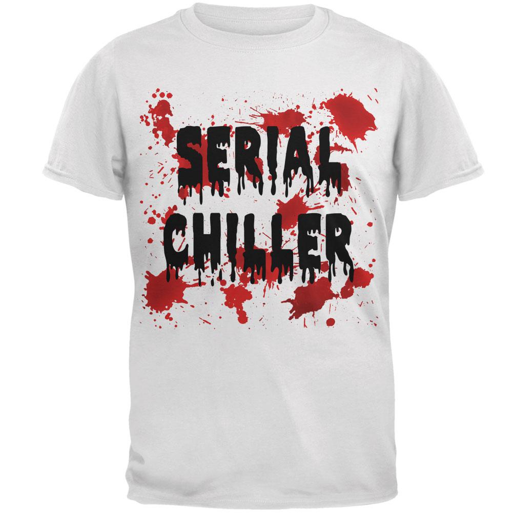 Halloween Serial Chiller Blood Splatter Mens T Shirt Men's T-Shirts Old Glory 2XL White 