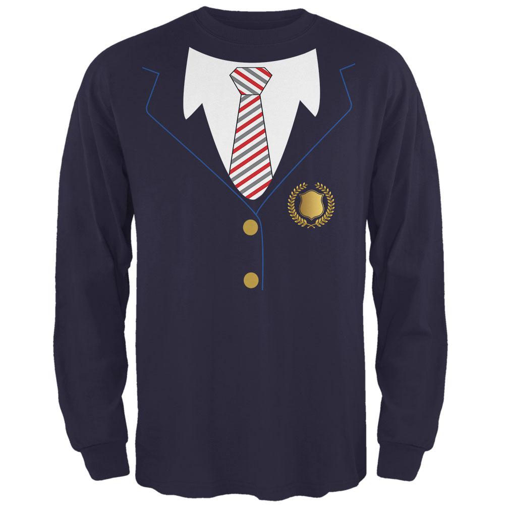 Halloween American School Girl Costume Mens Long Sleeve T Shirt Men's Long Sleeves Old Glory 2XL Navy 