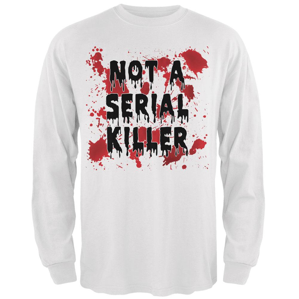 Halloween Not a Serial Killer Blood Splatter Mens Long Sleeve T Shirt Men's Long Sleeves Old Glory 2XL White 