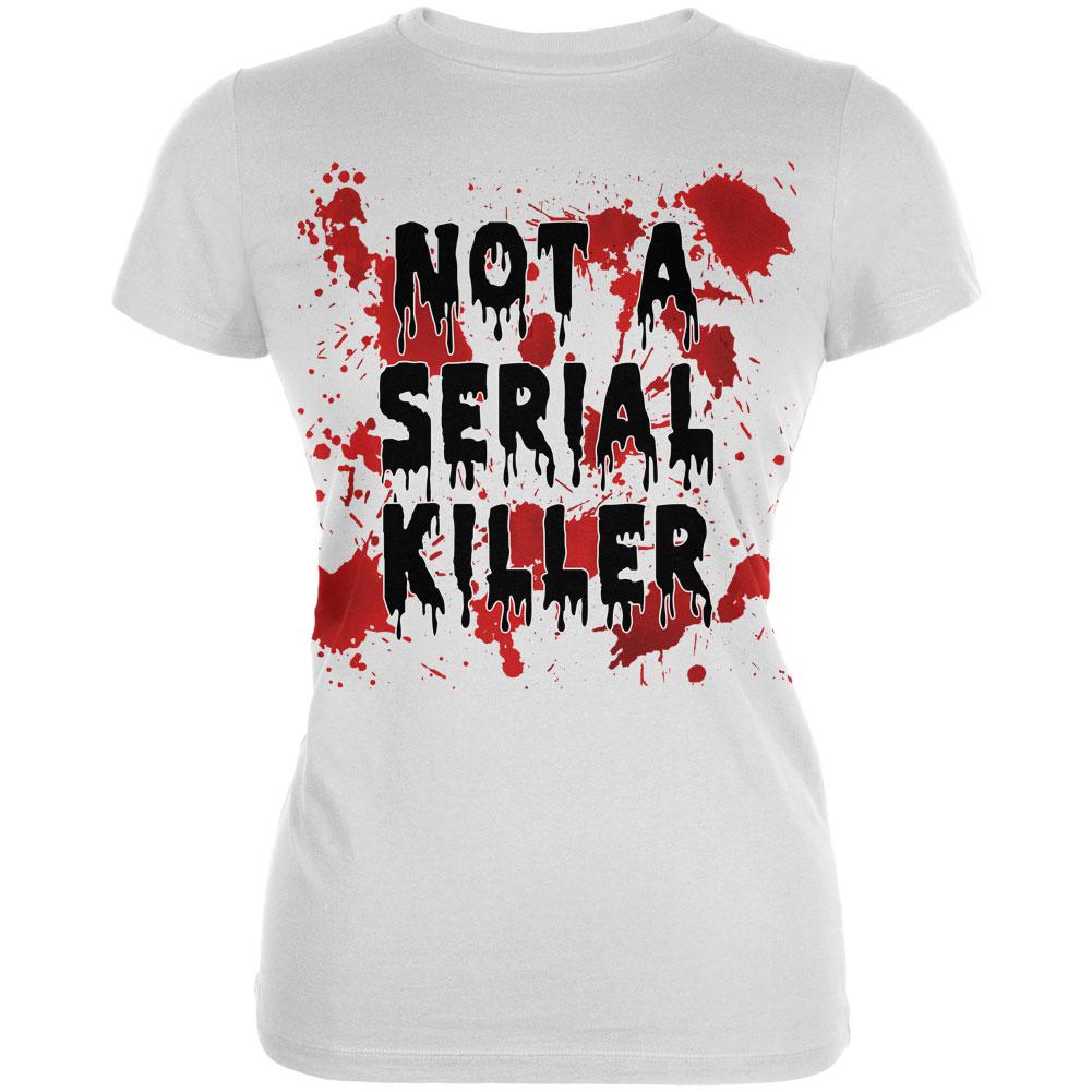 Halloween Not a Serial Killer Blood Splatter Juniors Soft T Shirt Juniors T-Shirts Old Glory 2XL White 