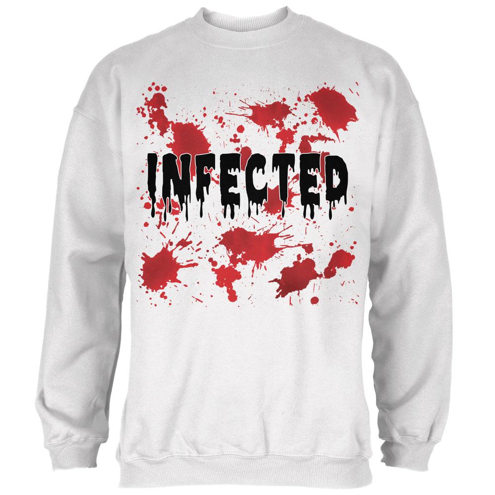 Halloween Infected Blood Splatter Mens Sweatshirt Men's Sweatshirts Old Glory 2XL White 