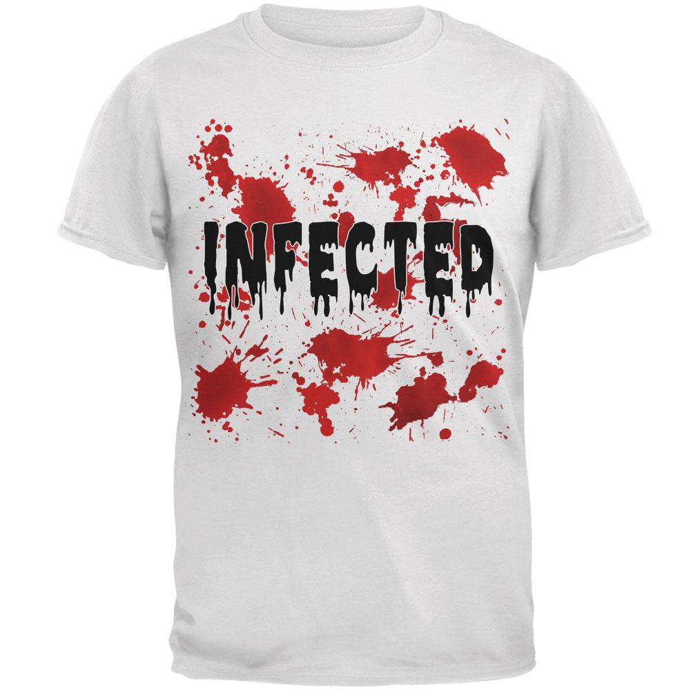 Halloween Infected Blood Splatter Mens T Shirt Men's T-Shirts Old Glory 2XL White 