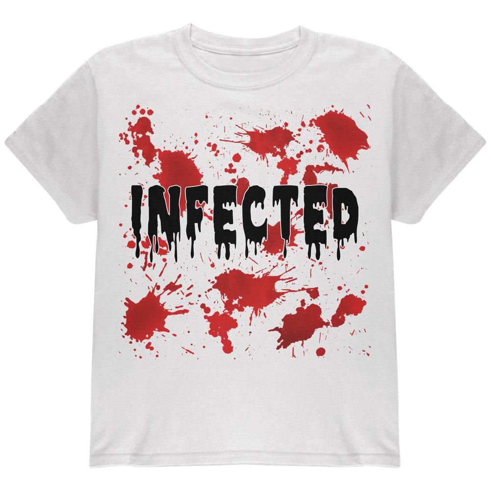 Halloween Infected Blood Splatter Youth T Shirt Youth T-Shirts Old Glory LG White 