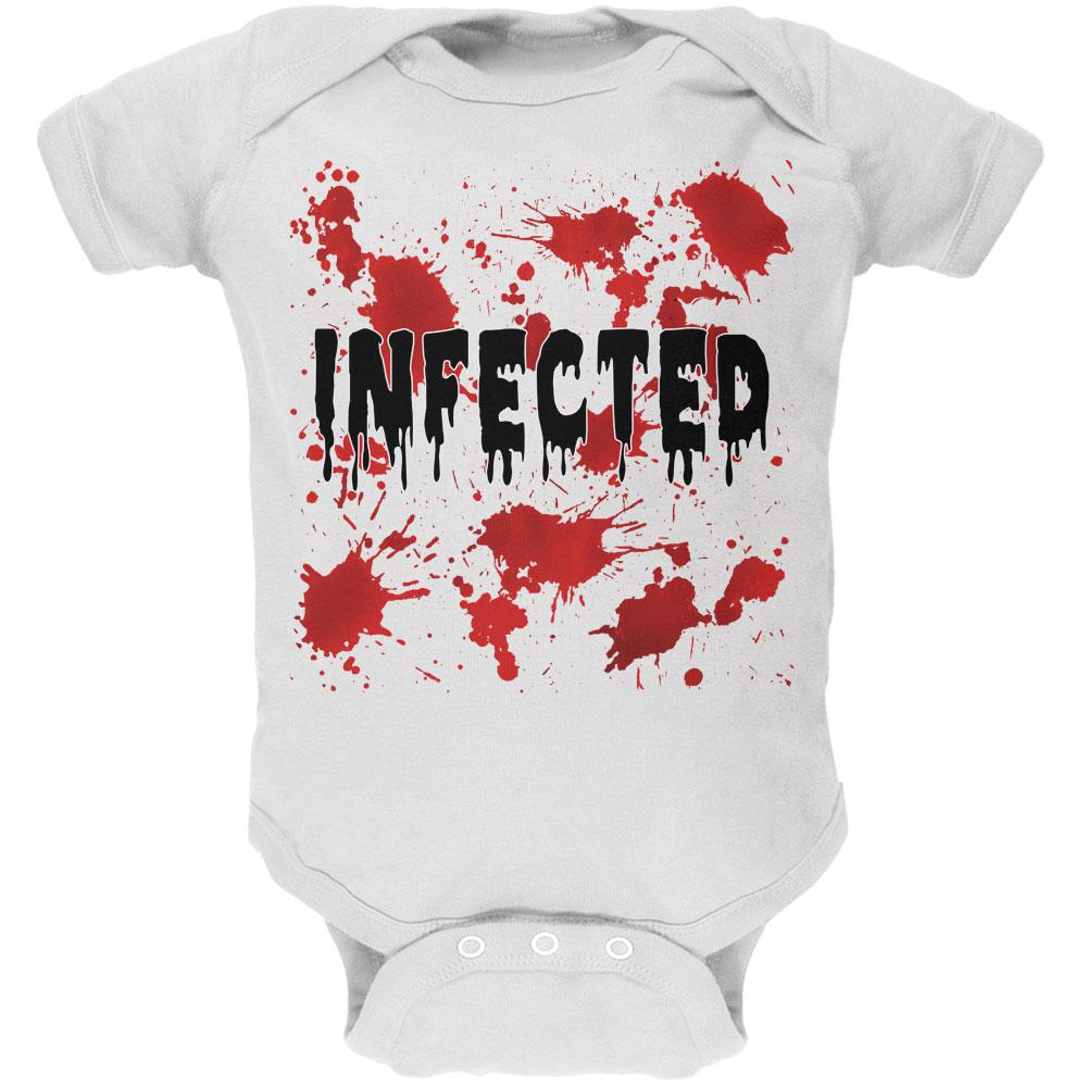 Halloween Infected Blood Splatter Soft Baby One Piece Baby One Piece Old Glory 12MO White 