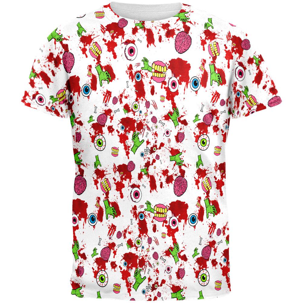 Halloween Zombie Elements Pattern All Over Mens T Shirt Men's T-Shirts Old Glory 2XL Multi 