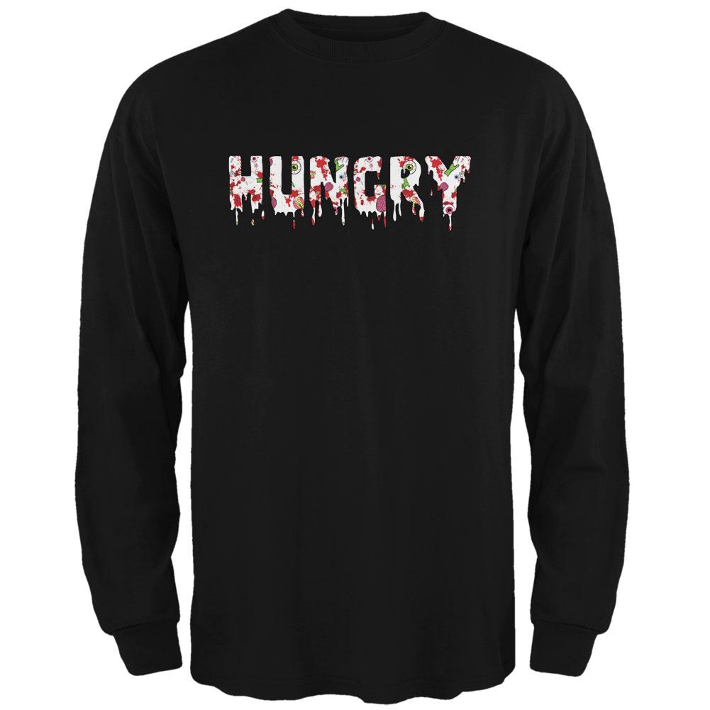 Halloween Hungry Zombie Pattern Mens Long Sleeve T Shirt Men's Long Sleeves Old Glory 2XL Black 