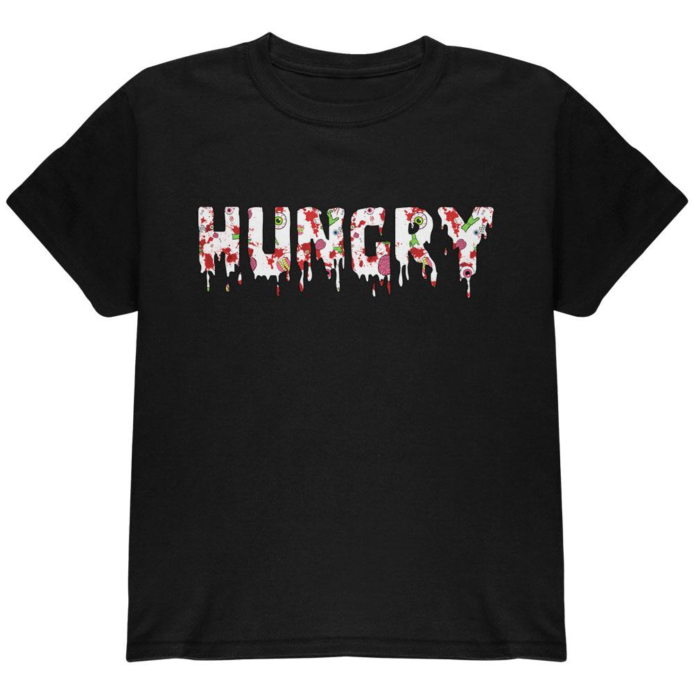 Halloween Hungry Zombie Pattern Youth T Shirt Youth T-Shirts Old Glory LG Black 