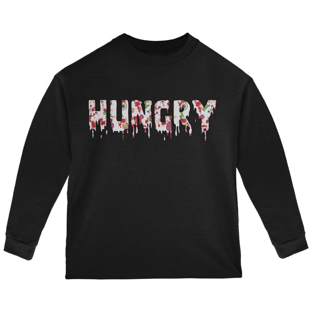 Halloween Hungry Zombie Pattern Toddler Long Sleeve T Shirt Toddler Long Sleeves Old Glory 2T Black 