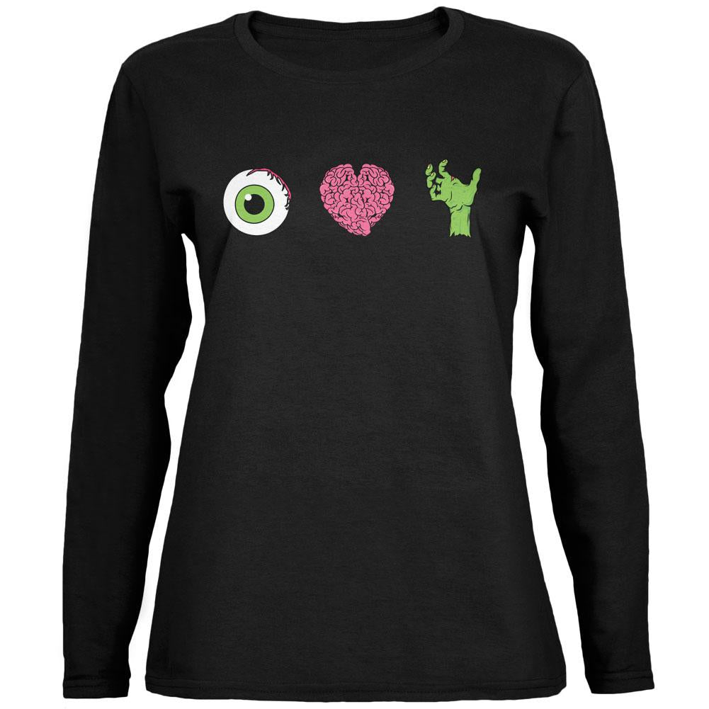 Halloween Eye Heart Zombies Ladies' Relaxed Jersey Long-Sleeve Tee Women's Long Sleeves Old Glory 2XL Black 