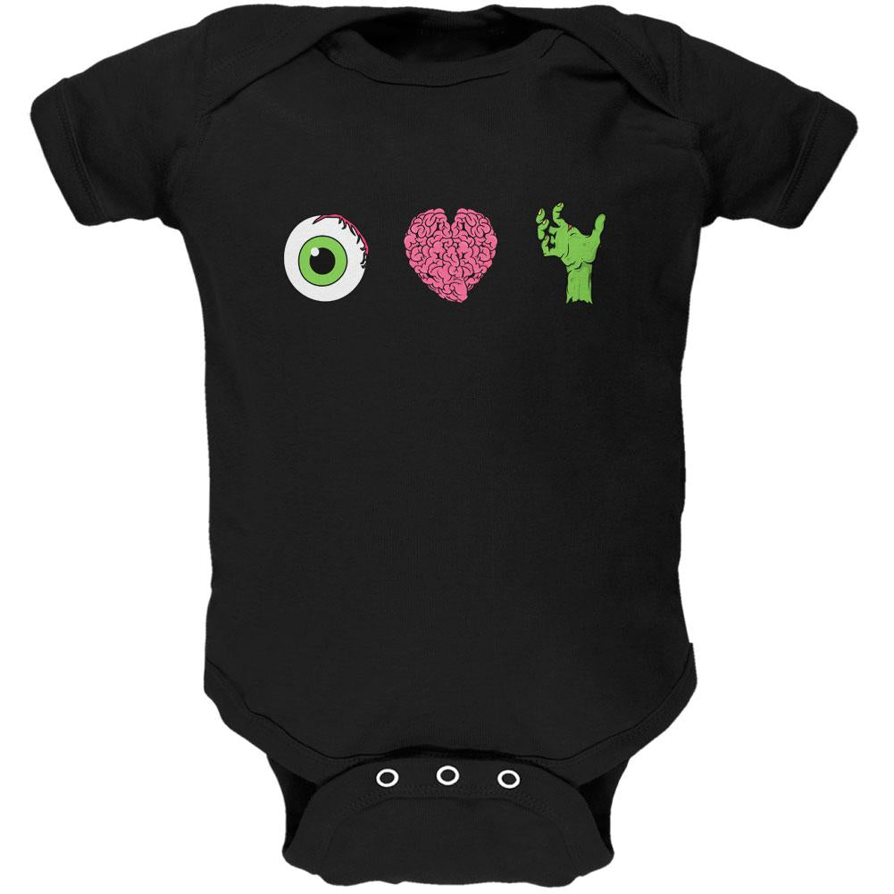 Halloween Eye Heart Zombies Soft Baby One Piece Baby One Piece Old Glory 12MO Black 