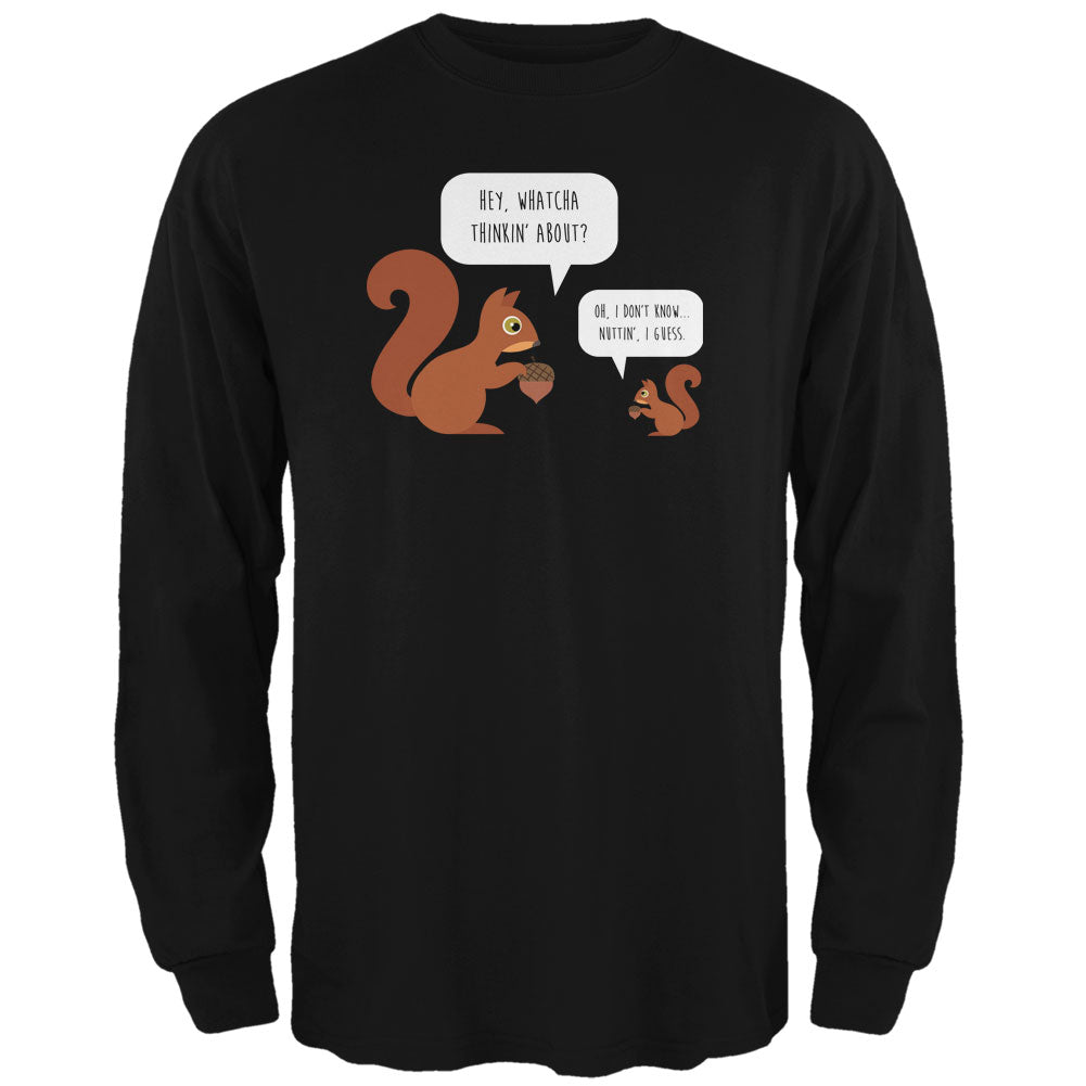 Autumn Squirrel Nut Pun Mens Long Sleeve T Shirt Men's Long Sleeves Old Glory 2XL Black 