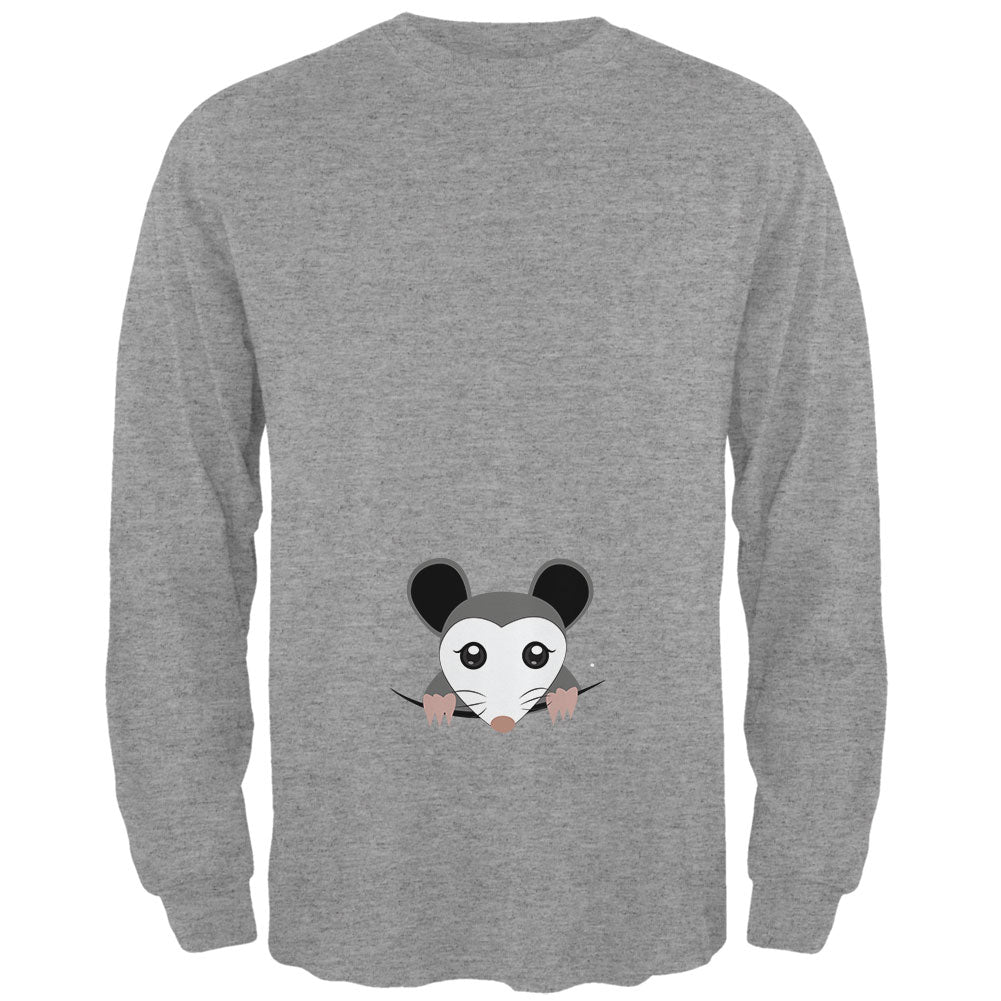 Halloween Peeking Possum Costume Mens Long Sleeve T Shirt Men's Long Sleeves Old Glory 2XL Heather 