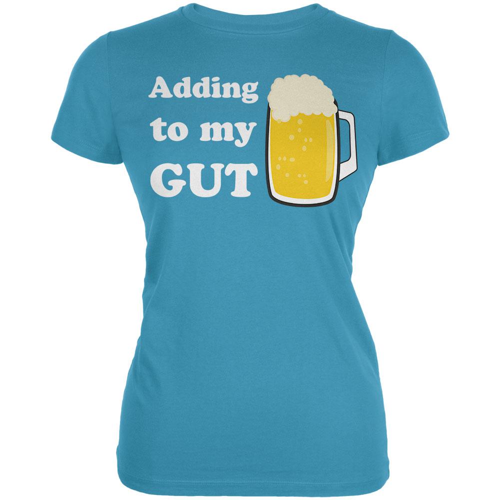 St. Patrick's Day Adding To My Gut Beer Juniors Soft T Shirt Juniors T-Shirts Old Glory LG Aqua 