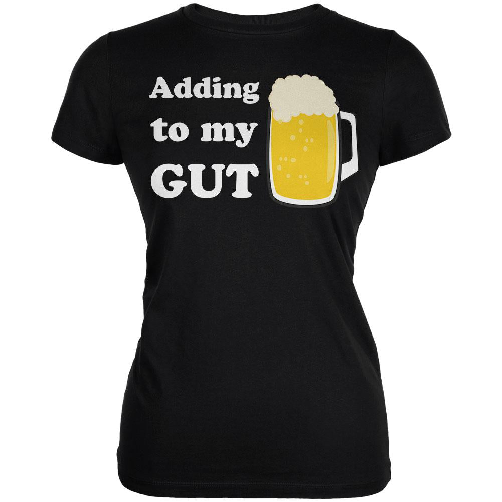 St. Patrick's Day Adding To My Gut Beer Juniors Soft T Shirt Juniors T-Shirts Old Glory 2XL Black 