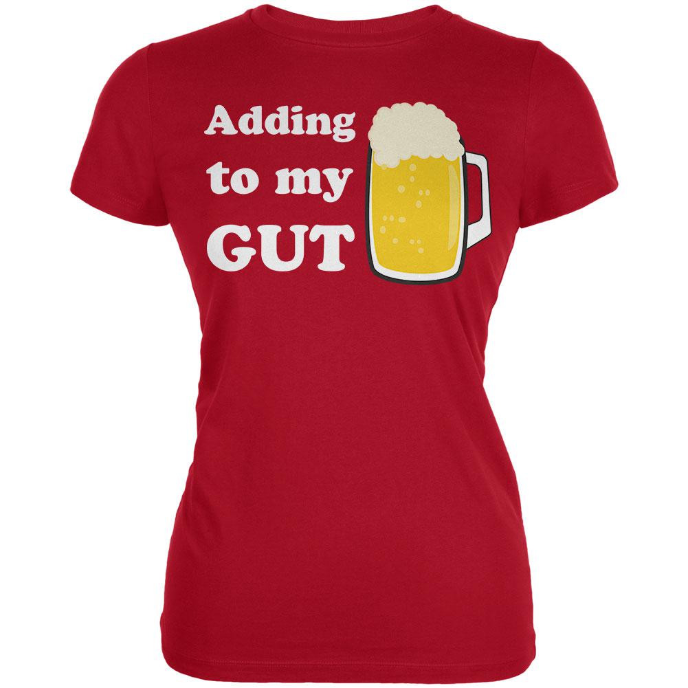 St. Patrick's Day Adding To My Gut Beer Juniors Soft T Shirt Juniors T-Shirts Old Glory 2XL Red 