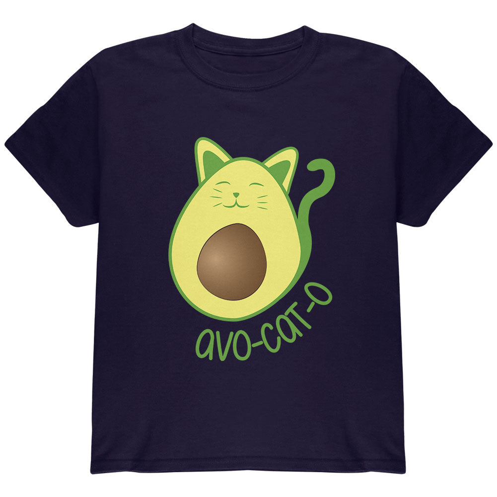 Avocado Cat Avocato Youth T Shirt Youth T-Shirts Old Glory YLG Navy 