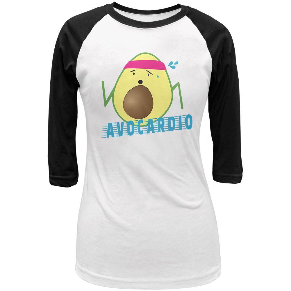 Avocado Cardio Avocardio Juniors 3/4 Sleeve Raglan T Shirt Juniors Raglans Old Glory LG White-Black 