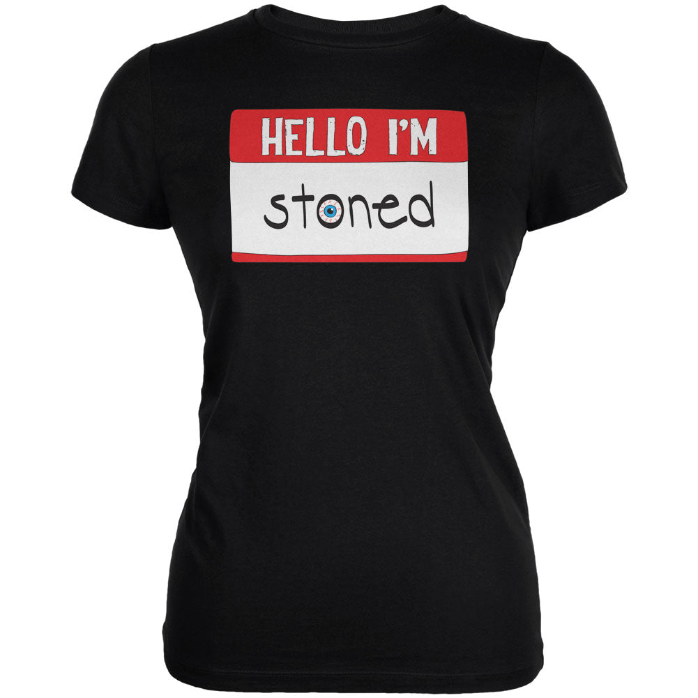 Halloween Hello I'm Stoned Juniors Soft T Shirt Juniors T-Shirts Old Glory 2XL Black 