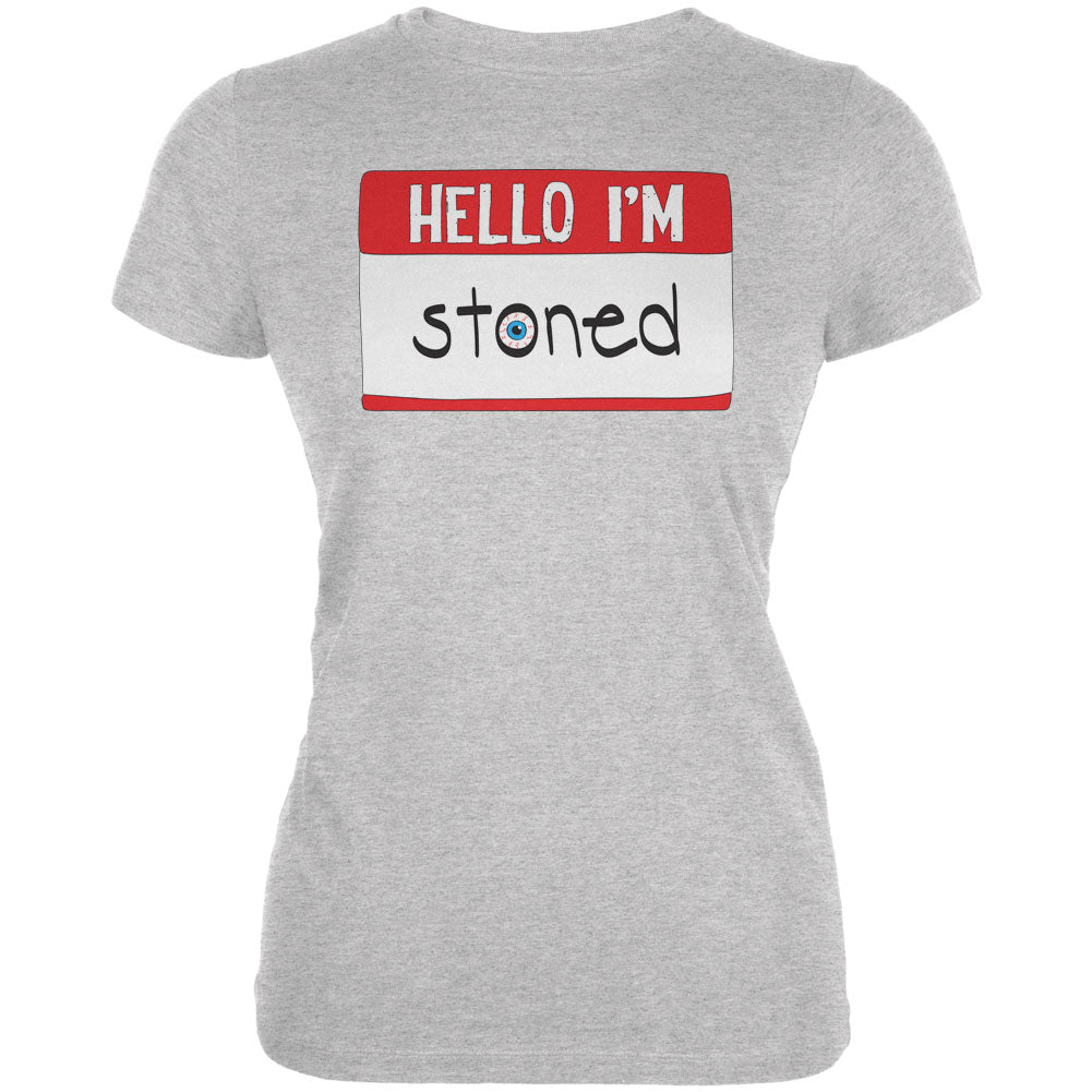 Halloween Hello I'm Stoned Juniors Soft T Shirt Juniors T-Shirts Old Glory 2XL Heather 