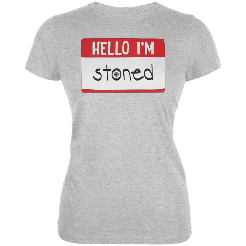 Halloween Hello I'm Stoned Juniors Soft T Shirt Juniors T-Shirts Old Glory 2XL Heather 