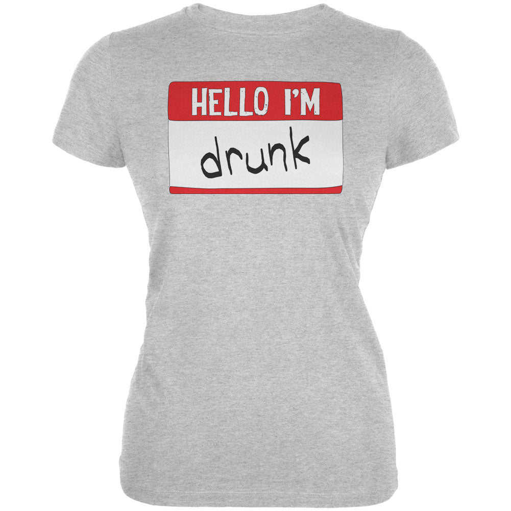 Halloween Hello I'm Drunk Juniors Soft T Shirt Juniors T-Shirts Old Glory 2XL Heather 