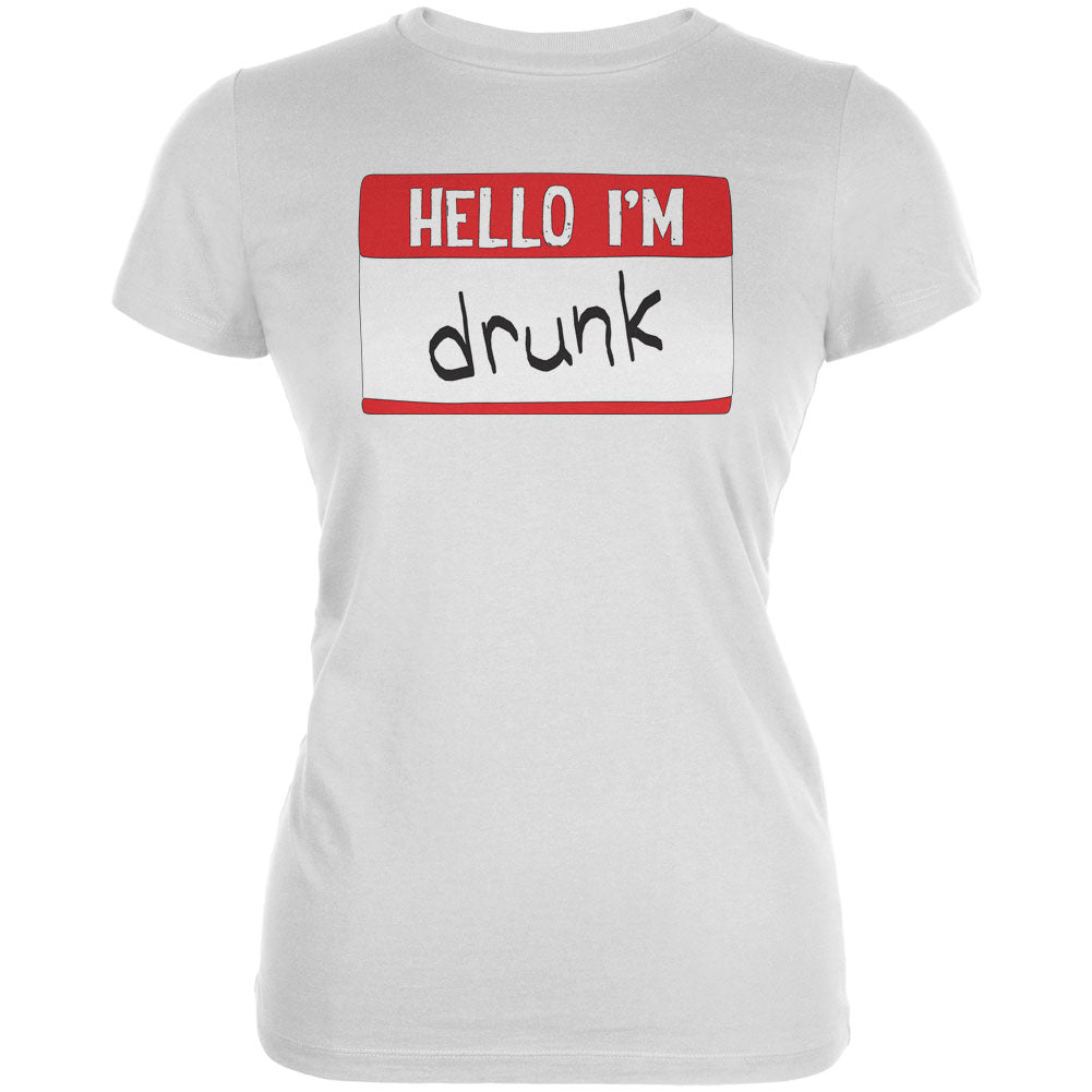 Halloween Hello I'm Drunk Juniors Soft T Shirt Juniors T-Shirts Old Glory 2XL White 