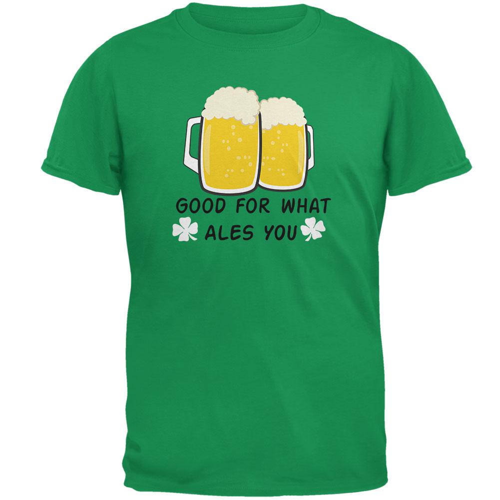 St. Patrick's Day Good For What Ales You White Shamrocks Mens T Shirt Men's T-Shirts Old Glory 2XL Irish Green 