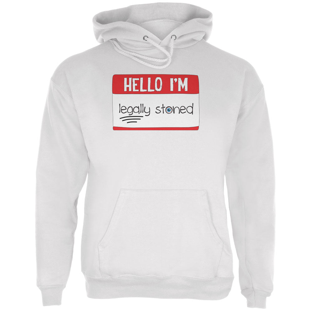 Halloween Hello I'm Legally Stoned Legalize Marijuana Mens Hoodie Men's Hoodies Old Glory LG White 