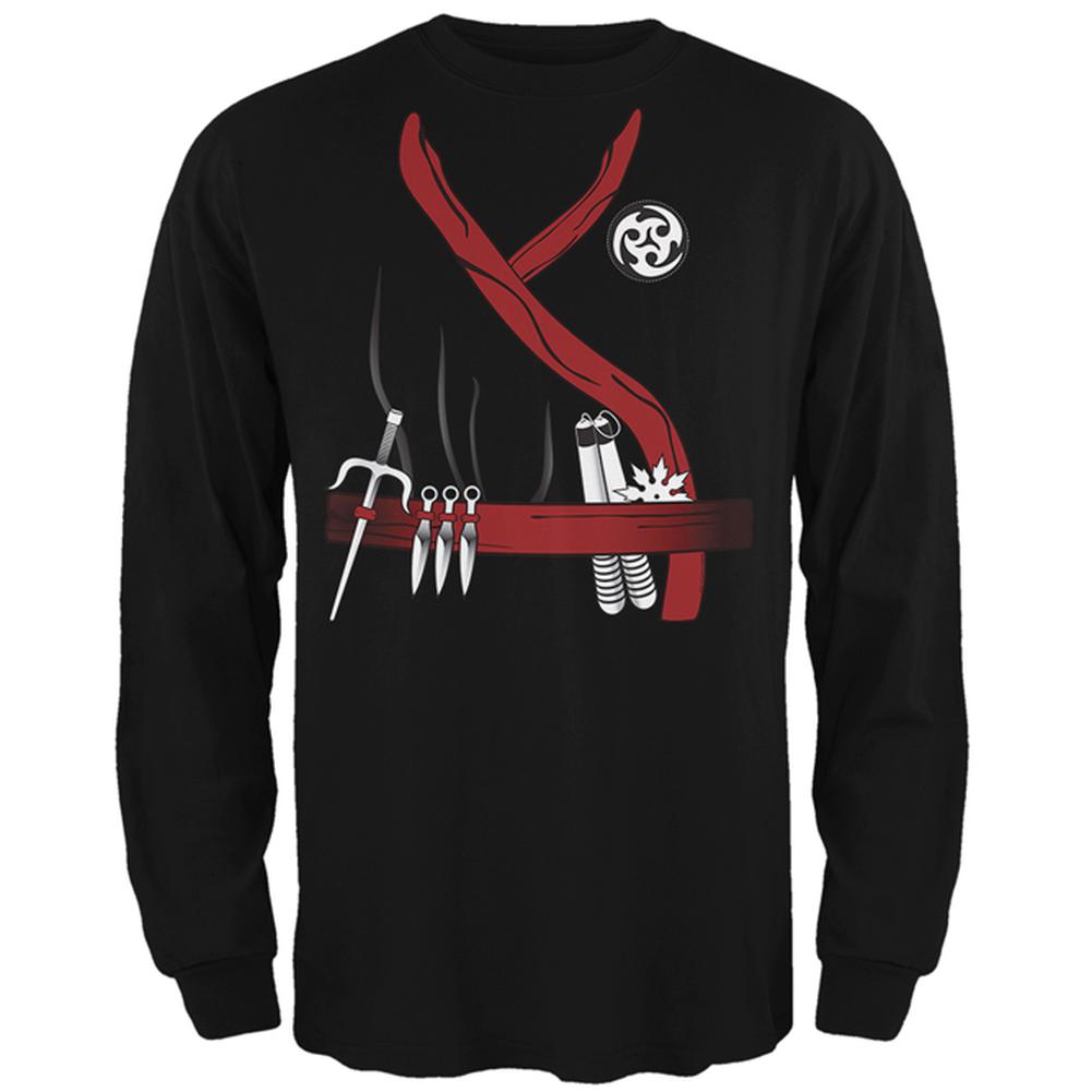 Halloween Red Clan Ninja Assassin Costume Mens Long Sleeve T Shirt Men's Long Sleeves Old Glory 2XL Black 