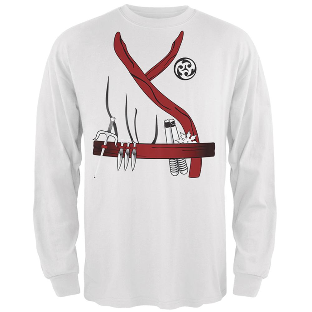 Halloween Red Clan Ninja Assassin Costume Mens Long Sleeve T Shirt Men's Long Sleeves Old Glory 2XL White 