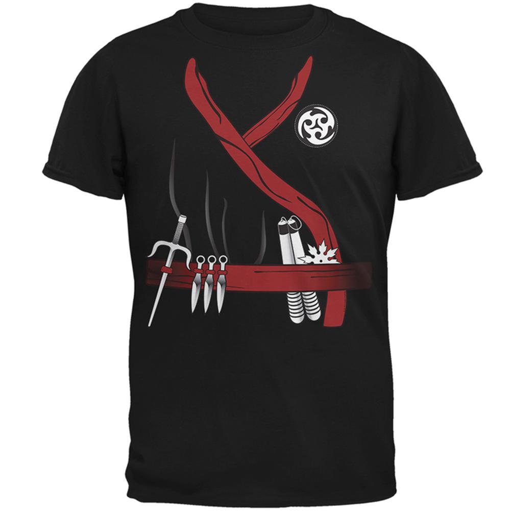 Halloween Red Clan Ninja Assassin Costume Mens T Shirt Men's T-Shirts Old Glory 2XL Black 