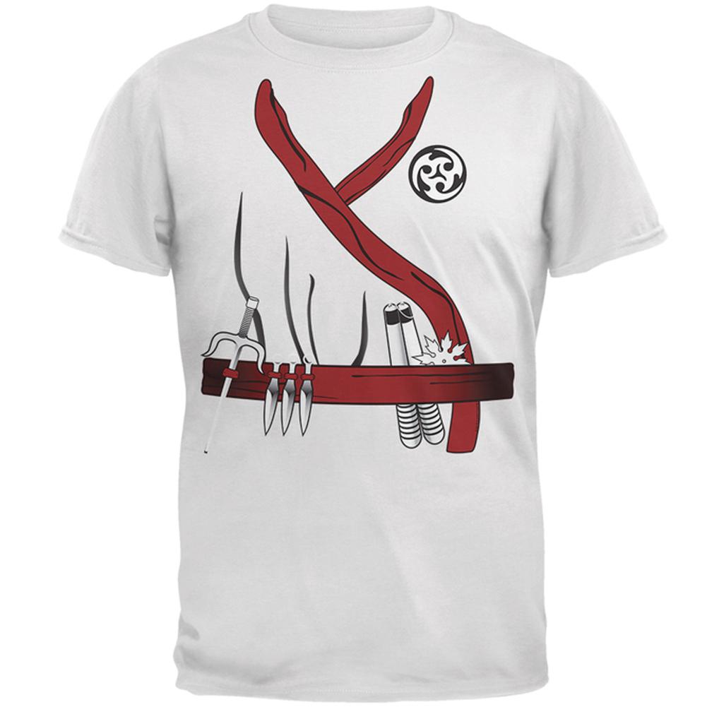 Halloween Red Clan Ninja Assassin Costume Mens T Shirt Men's T-Shirts Old Glory 2XL White 