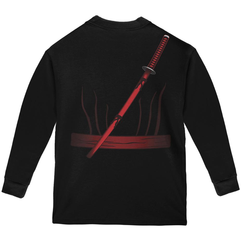 Halloween Red Clan Ninja Assassin Costume Youth Long Sleeve T Shirt Youth Long Sleeves Old Glory   