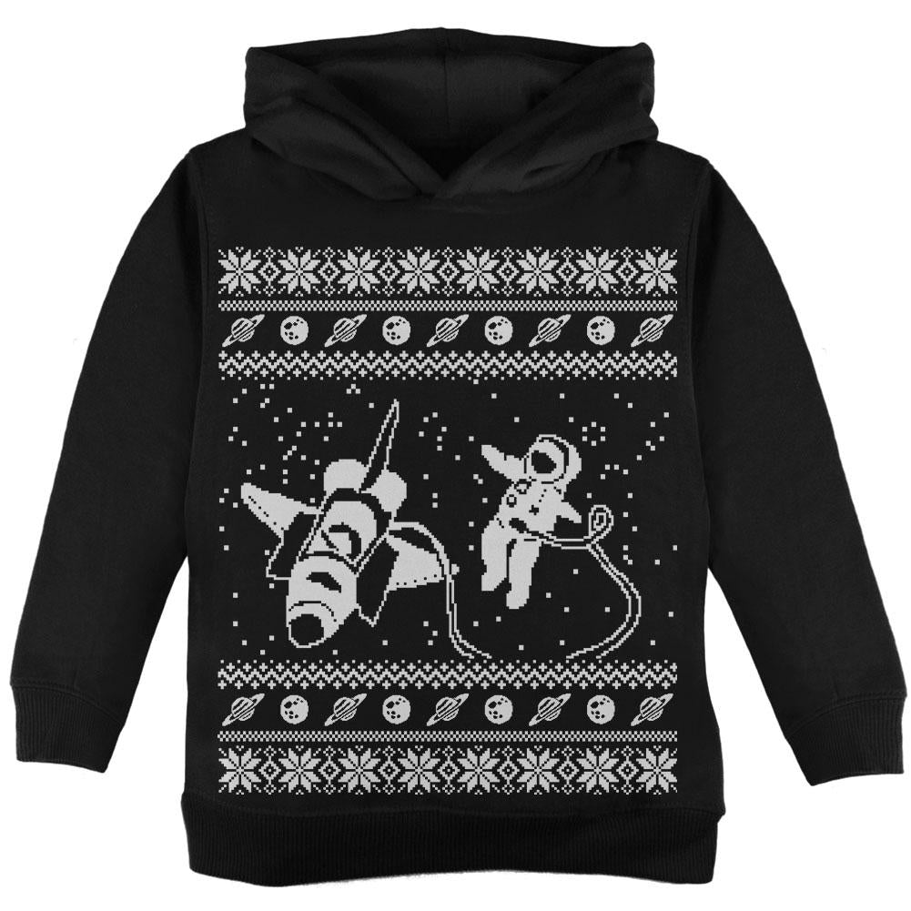 Astronaut in Space Ugly Christmas Sweater Toddler Hoodie Toddler Hoodies Old Glory 2T Black 