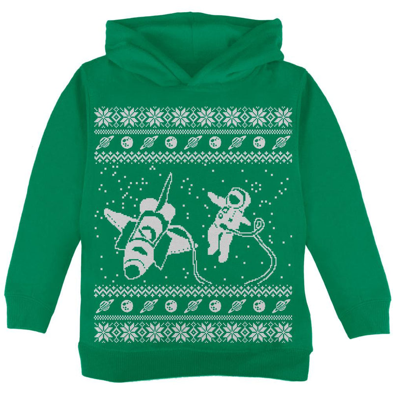 Astronaut in Space Ugly Christmas Sweater Toddler Hoodie Toddler Hoodies Old Glory 2T Green 