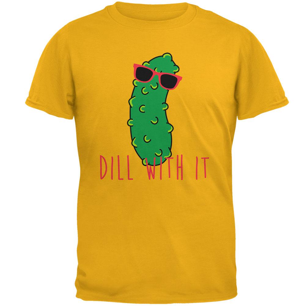 Vegetable Pickle Dill Deal With It Mens T Shirt Men's T-Shirts Old Glory 2XL Gold 