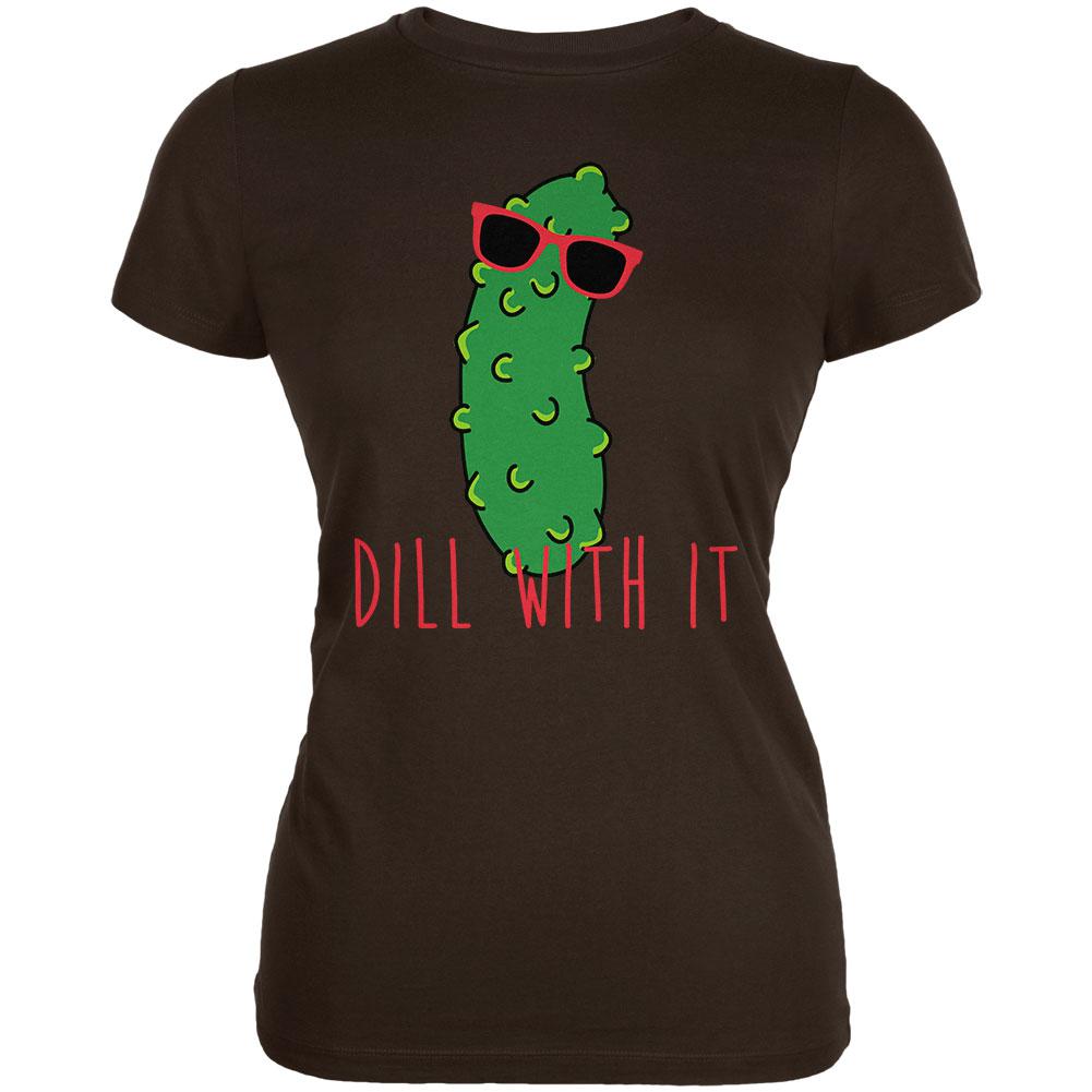 Vegetable Pickle Dill Deal With It Juniors Soft T Shirt Juniors T-Shirts Old Glory 2XL Brown 