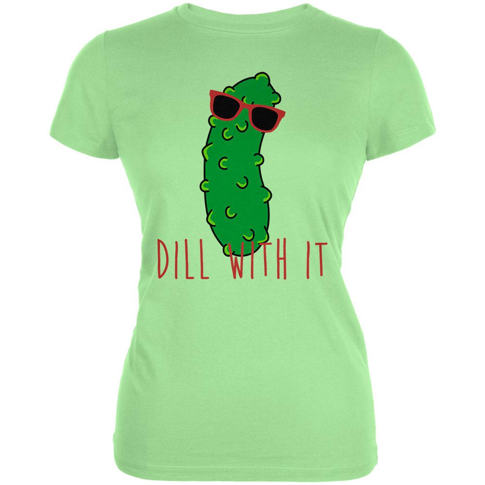 Vegetable Pickle Dill Deal With It Juniors Soft T Shirt Juniors T-Shirts Old Glory LG Mint 